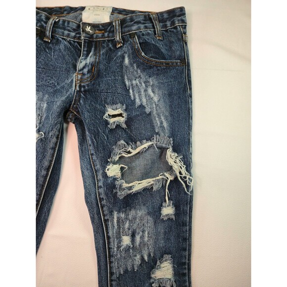 ONE X ONE TEASPOON FREEBIRD Skinny ZIPPER Ankle Jeans Distressed Ripped Size 22 - Picture 4 of 14